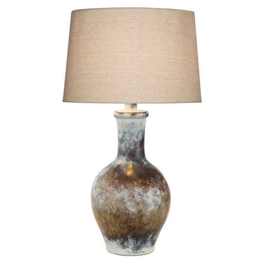 Aine 29 Inch Hydrocal Table Lamp, Drum Shade, Urn Shaped Base, Multicolor By Casagear Home
