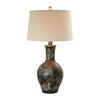 Aine 29 Inch Hydrocal Table Lamp, Drum Shade, Urn Shaped Base, Slate Gray  By Casagear Home