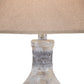 Niek 30 Inch Hydrocal Table Lamp Empire Shade Urn Base Oak White Finish By Casagear Home BM305619