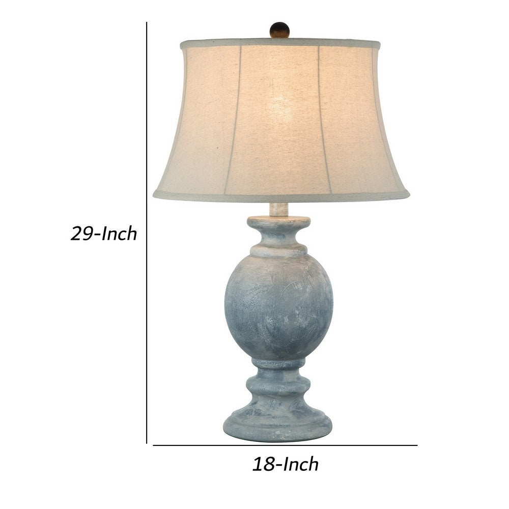 Hiel 29 Inch Hydrocal Table Lamp Empire Shade Vintage Light Blue Urn Base By Casagear Home BM305635