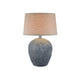Linn 28 Inch Hydrocal Table Lamp, Drum Shade, Urn Base, Slate Blue Gray By Casagear Home