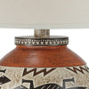 Kinn 24 Inch Hydrocal Table Lamp Drum Shade Tribal Style Urn Base Brown By Casagear Home BM305665