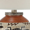 Kinn 24 Inch Hydrocal Table Lamp Drum Shade Tribal Style Urn Base Brown By Casagear Home BM305665
