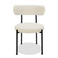 Aeon 22 Inch Set of 2 Dining Chairs, Black Metal Frame, Off White Boucle By Casagear Home