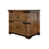 Umey 31 Inch 2 Drawer Nightstand, with Iron Belt Accents, Brown Mango Wood By Casagear Home