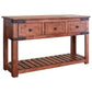 Umey 55 Inch 3 Drawer Sofa Table, Slatted Bottom Shelf, Brown Mango Wood By Casagear Home