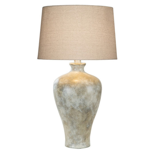 Kiza 28 Inch Table Lamp, Elongated Curved Urn, Cream Beige Stone Design By Casagear Home