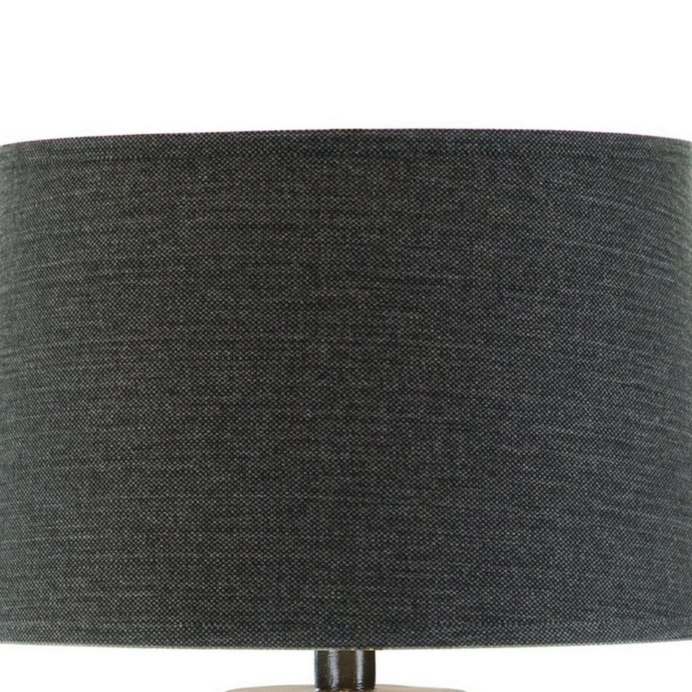 Riza 30 Inch Table Lamp Curved Vase Shape Dual Tone Gray Drum Shade By Casagear Home BM306579