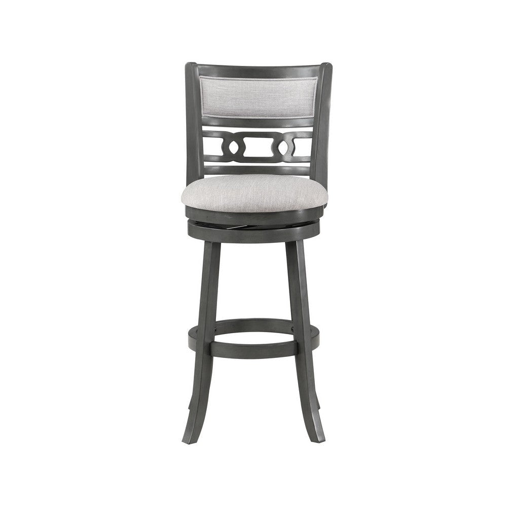 Matt 24 Inch Swivel Counter Strool Cushioned Seat and Backrest Mist Gray By Casagear Home BM306710