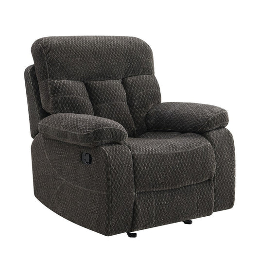 Charl 41 Inch Glider Recliner Armchair, Plush Tufted Backrests, Charcoal By Casagear Home