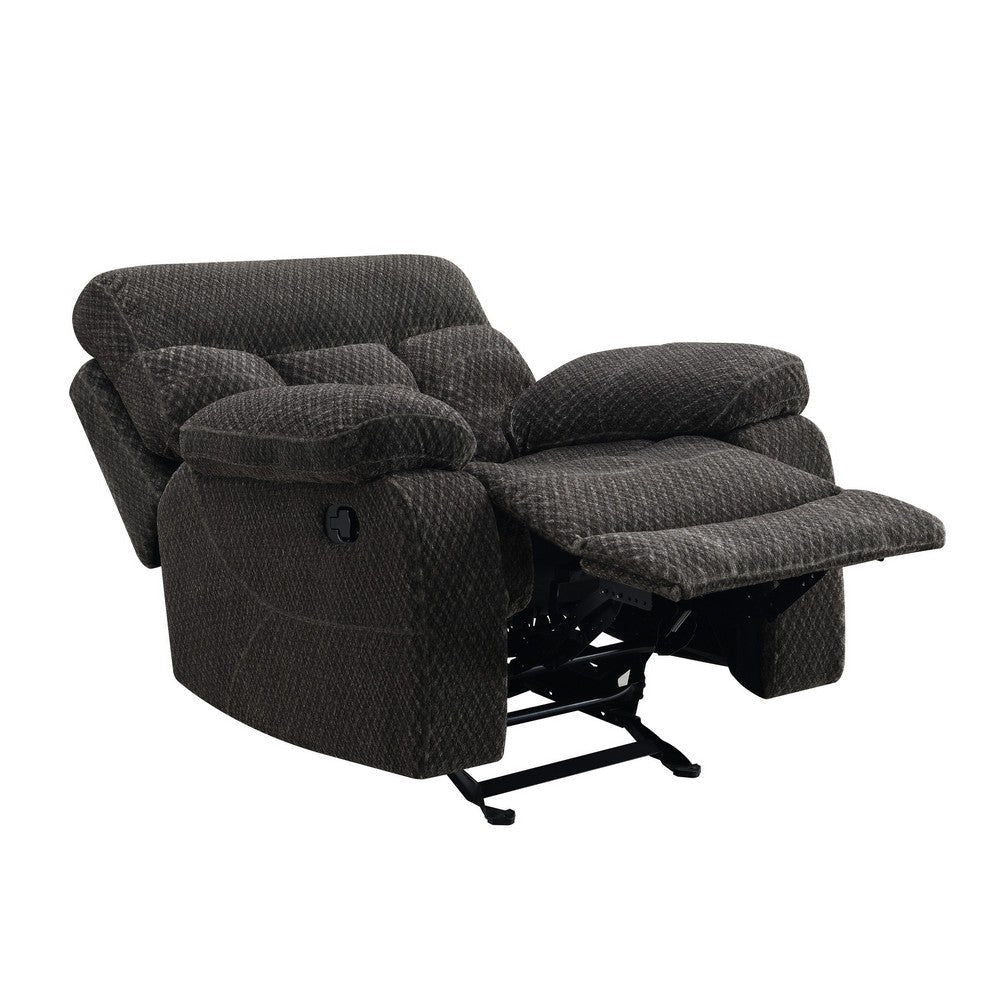 Charl 41 Inch Powered Recliner Armchair Plush Tufted Backrests Dark Gray By Casagear Home BM306728