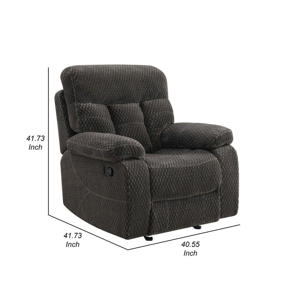 Charl 41 Inch Powered Recliner Armchair Plush Tufted Backrests Dark Gray By Casagear Home BM306728