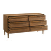 Mian 55 Inch Wide Dresser 6 Drawer Linear Undercut Handle Walnut By Casagear Home BM308839