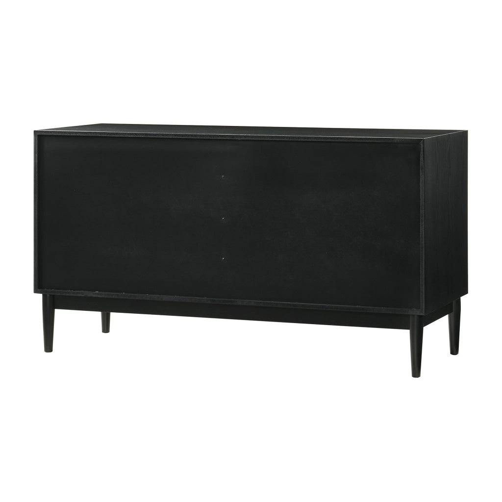 Mian 55 Inch Wide Dresser Chest 6 Drawer Linear Undercut Handle Black By Casagear Home BM308840