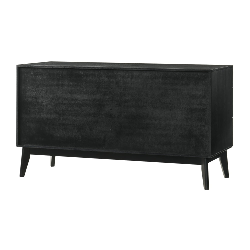Saly 55 Inch Wide Dresser 6 Drawer Diagonal Wood Grain Black Finish By Casagear Home BM308848