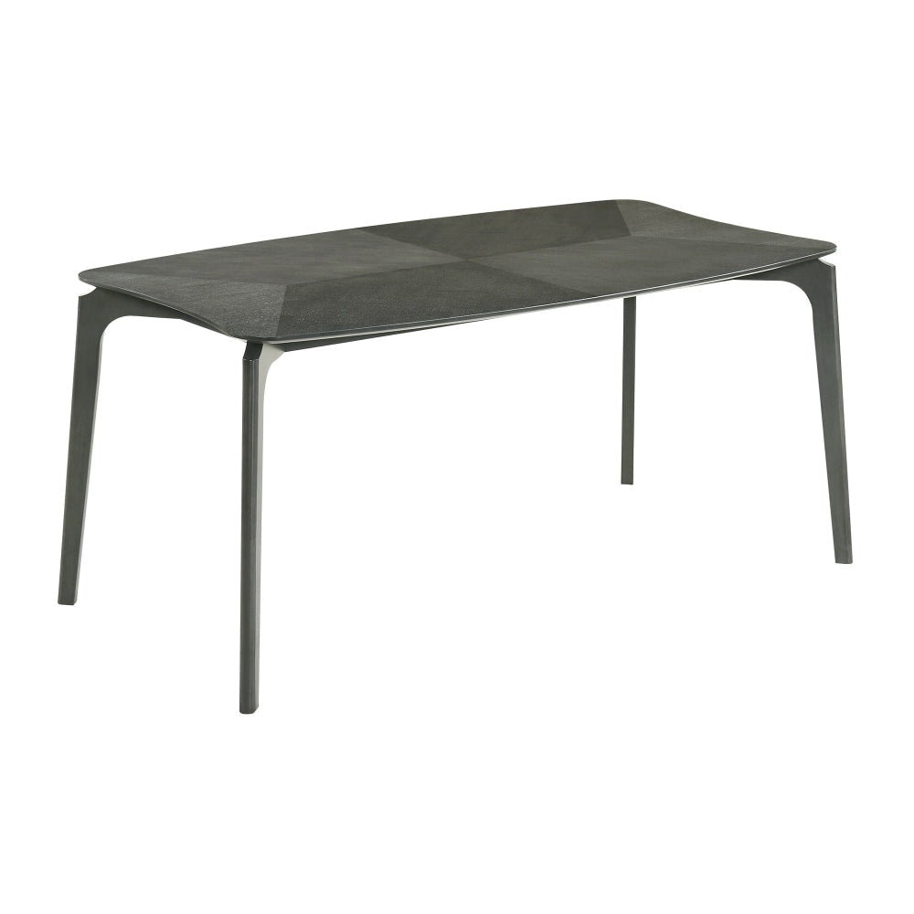 Kalie 63 Inch Dining Table, Tapered Legs, Wood Grain Finish, Charcoal Gray By Casagear Home