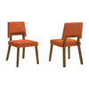 Yumi 23 Inch Dining Chair, Set of 2, Orange Fabric Seat, Walnut Brown By Casagear Home