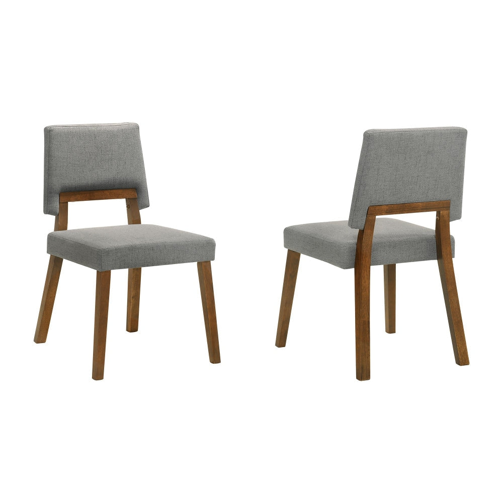 Yumi 23 Inch Dining Chair, Set of 2, Charcoal Gray Fabric, Walnut Brown By Casagear Home