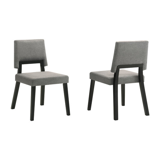 Yumi 23 Inch Dining Chair, Set of 2, Charcoal Gray Fabric Seat, Black By Casagear Home
