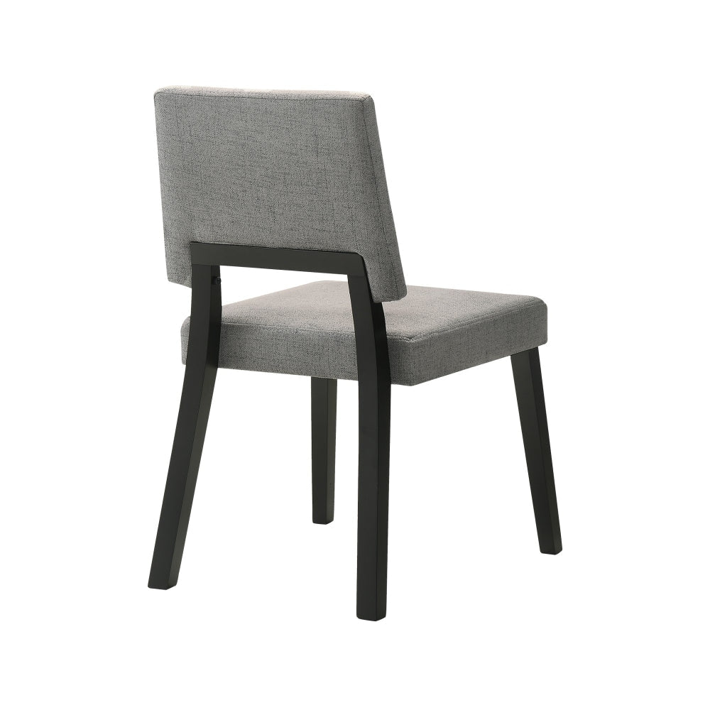 Yumi 23 Inch Dining Chair Set of 2 Charcoal Gray Fabric Seat Black By Casagear Home BM308860