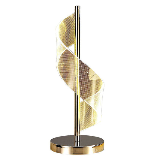 Melly 19 Inch Table Lamp, LED Swirl Ribbon Design, Acrylic, Bright Nickel By Casagear Home