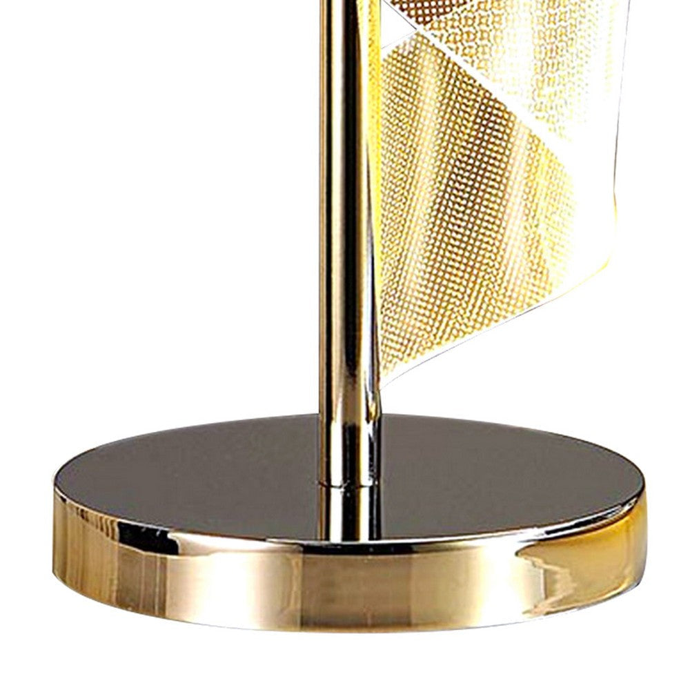 Melly 19 Inch Table Lamp LED Swirl Ribbon Design Acrylic Bright Nickel By Casagear Home BM308912
