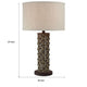 27 Inch Table Lamp Woven Rope Design Drum Shade Rattan Wood Brown By Casagear Home BM308913
