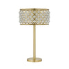 Dany 28 Inch Table Lamp with Crystal Drum Shade, Gold Brass Metal Base By Casagear Home