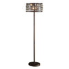 60 Inch Floor Lamp with Crystal Drum Shade, Metal Base, Antique Bronze By Casagear Home