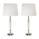 24 Inch Table Lamp Set of 2 with Glass Stands, Metal Base, Clear Finish By Casagear Home