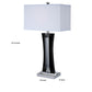 28 Inch Table Lamp, Glass Stand, White Rectangular Shade, Metal, Black By Casagear Home