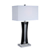 28 Inch Table Lamp, Glass Stand, White Rectangular Shade, Metal, Black By Casagear Home