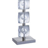 28 Inch Table Lamp, Crystal Stand, White Rectangular Shade, Metal, Clear  By Casagear Home