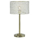 25 Inch Table Lamp with Round Crystal Drum Shade, Metal, Antique Brass By Casagear Home