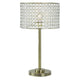 25 Inch Table Lamp with Round Crystal Drum Shade Metal Antique Brass By Casagear Home BM308925