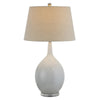 32 Inch Table Lamp, Empire Shade, Ceramic Stand, Crackle White Finish By Casagear Home