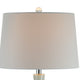 28 Inch Table Lamp with Clean Lines Empire Shade Ceramic Teal Blue By Casagear Home BM308938