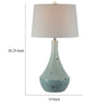28 Inch Table Lamp with Clean Lines, Empire Shade, Ceramic, Teal Blue By Casagear Home