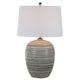 28 Inch Table Lamp Lined Design Empire Shade Ceramic Beige Taupe By Casagear Home BM308939
