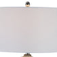 28 Inch Table Lamp, Lined Design, Empire Shade, Ceramic, Beige Taupe  By Casagear Home