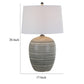 28 Inch Table Lamp, Lined Design, Empire Shade, Ceramic, Beige Taupe  By Casagear Home
