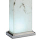 29 Inch Table Lamp, White Marble Stand, Rectangular Shade, Metal Base By Casagear Home