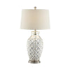 30 Inch Table Lamp with Diamond Textured Base, Set of 2, Glass, Clear By Casagear Home