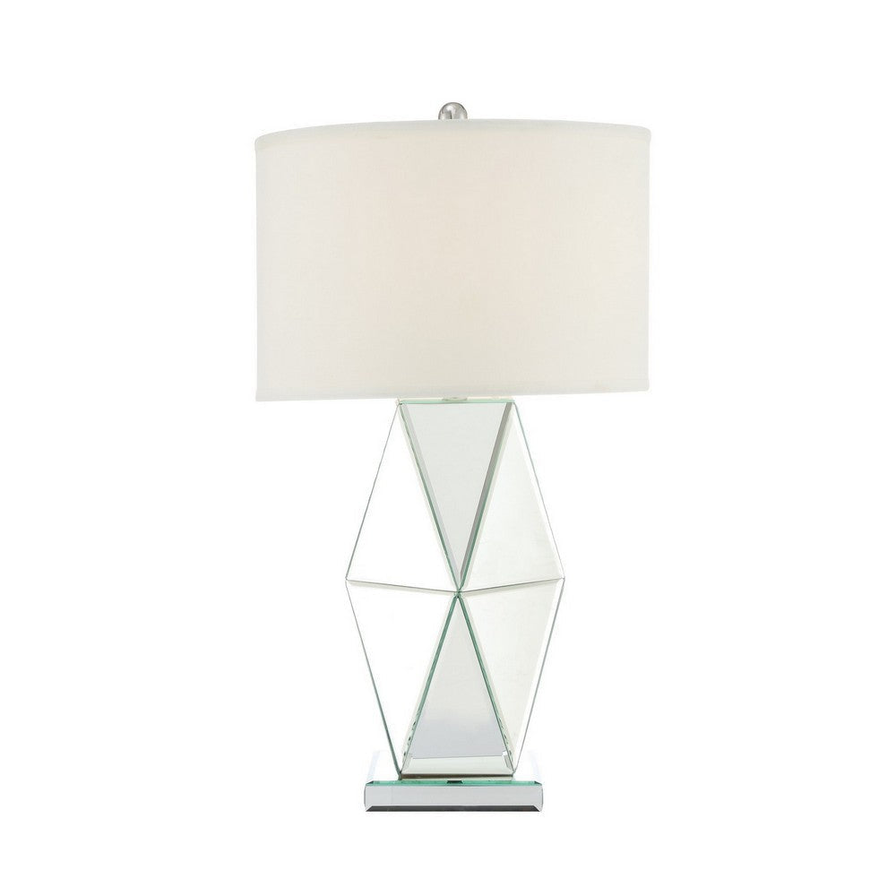 30 Inch Table Lamp Geometric Mirrored Base Set of 2 Glass Clear By Casagear Home BM308949