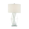 30 Inch Table Lamp, Geometric Mirrored Base, Set of 2, Glass, Clear By Casagear Home