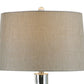 32 Inch Table Lamp with Traditional Base, Empire Shade, Glass, Chrome  By Casagear Home