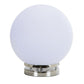 13 Inch Table Lamp, Globe LED Shade, Glass, Frosted White and Chrome  By Casagear Home