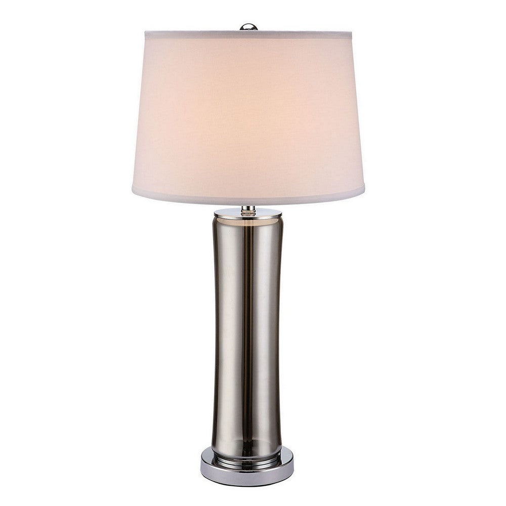 29 Inch Table Lamp, Empire Shade, Set of 2, Glass, Clear Smoke Gray By Casagear Home