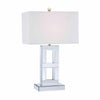 28 Inch Table Lamp Set of 2, Mirror Stand, Rectangular, Glass, Silver By Casagear Home