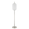 Aimy 58 Inch Floor Lamp, LED Glass Shade, Metal, Chrome and White Finish By Casagear Home